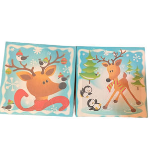 Set of 2 Cute Reindeer Wall Hang Pictures